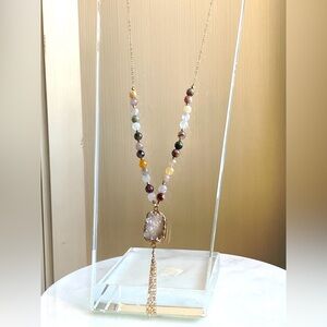 Boho Agate Druzy Tassel Necklace